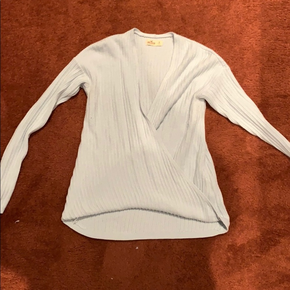 V neck sweater. Light blue